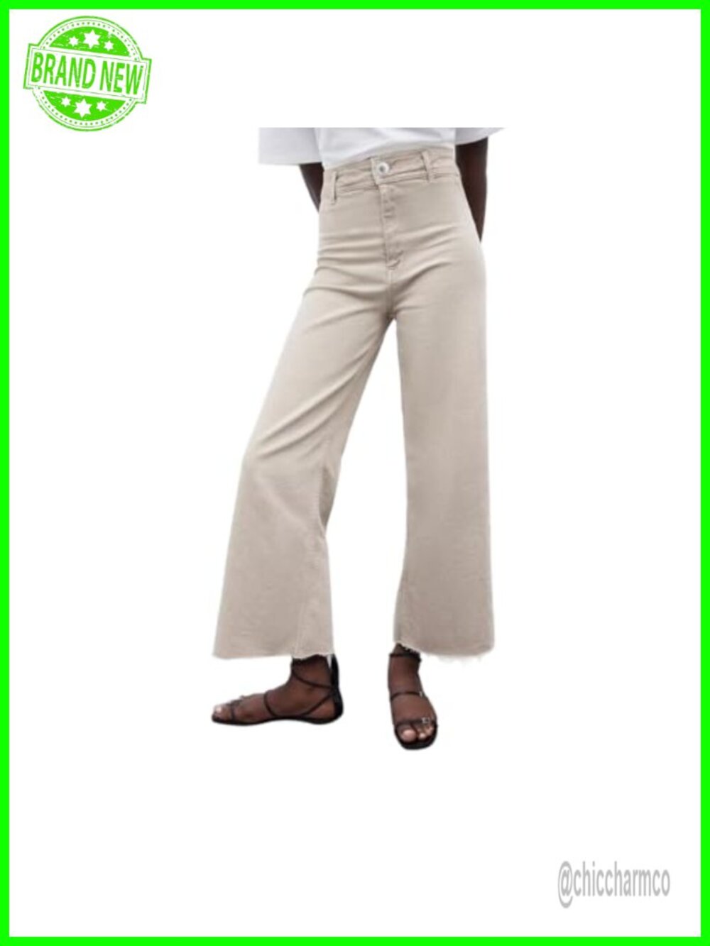 Women's Wide Leg High Waisted Stretchy Cotton Denim Jeans Casual Work Pants